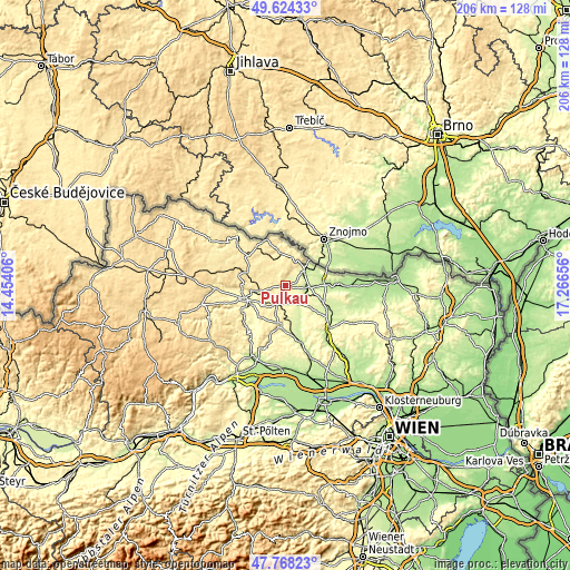 Topographic map of Pulkau