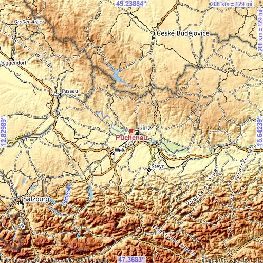 Topographic map of Puchenau