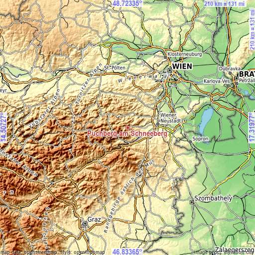 Topographic map of Puchberg am Schneeberg