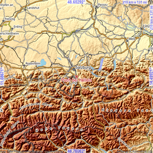 Topographic map of Puch bei Hallein