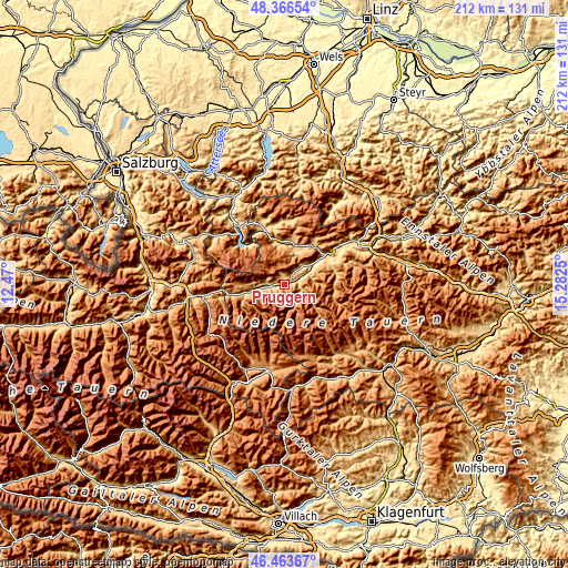 Topographic map of Pruggern