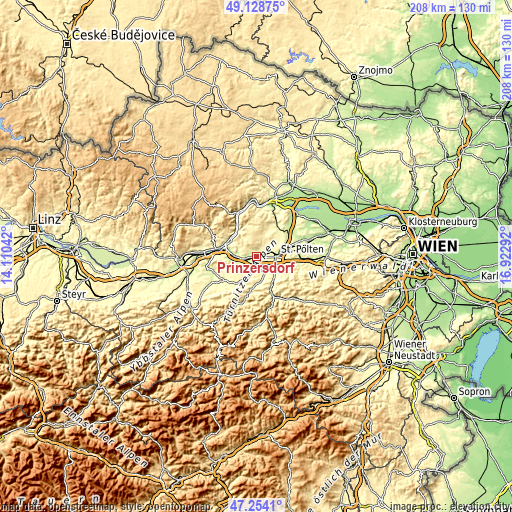 Topographic map of Prinzersdorf