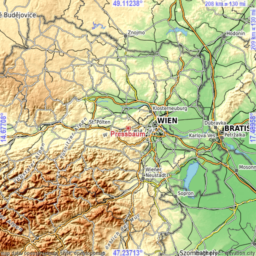 Topographic map of Pressbaum