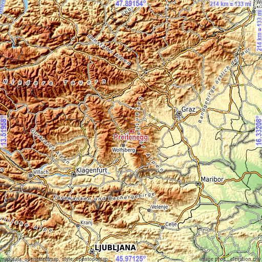 Topographic map of Preitenegg