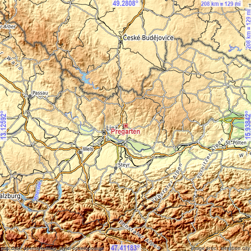 Topographic map of Pregarten