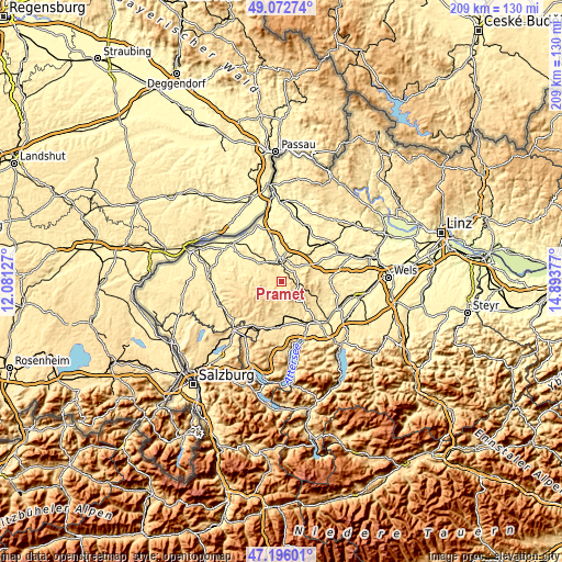 Topographic map of Pramet