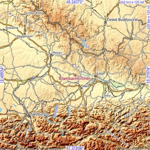 Topographic map of Prambachkirchen