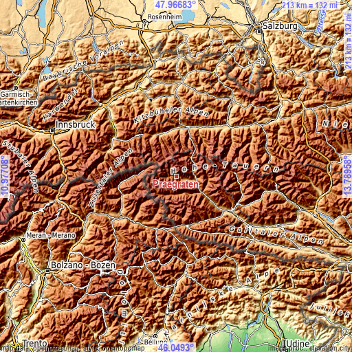 Topographic map of Prägraten