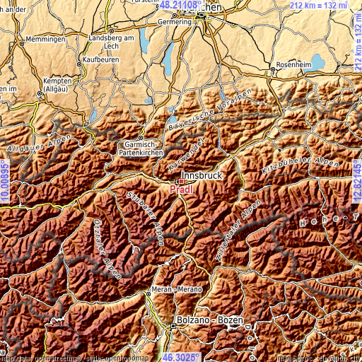 Topographic map of Pradl
