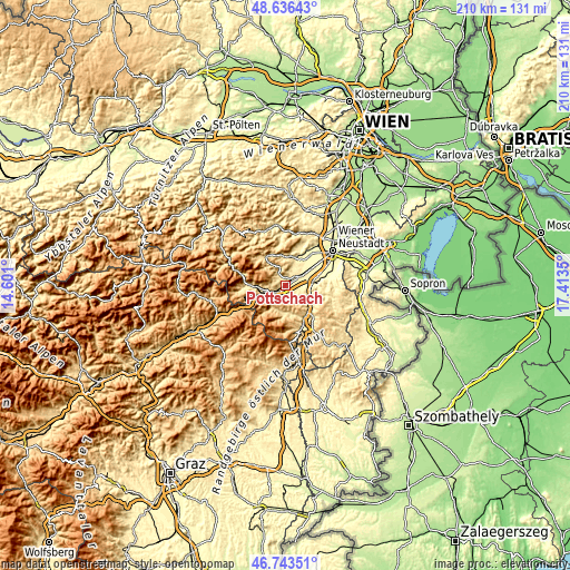 Topographic map of Pottschach