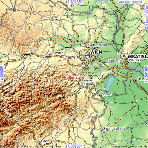 Topographic map of Pottenstein