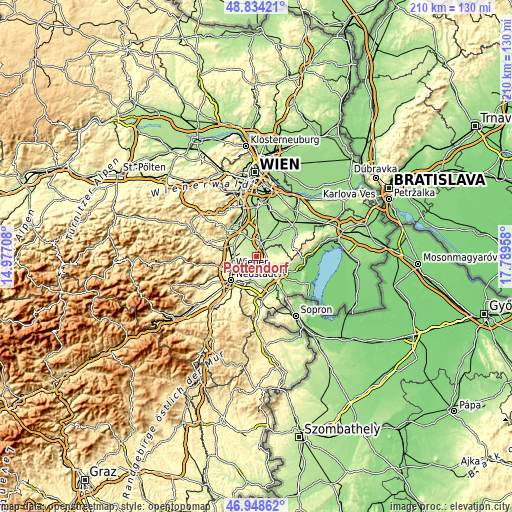 Topographic map of Pottendorf