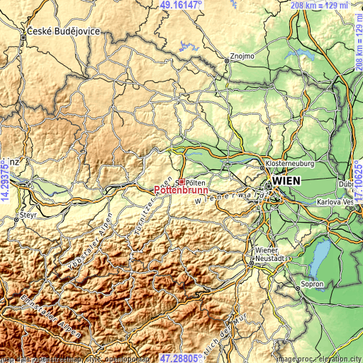 Topographic map of Pottenbrunn