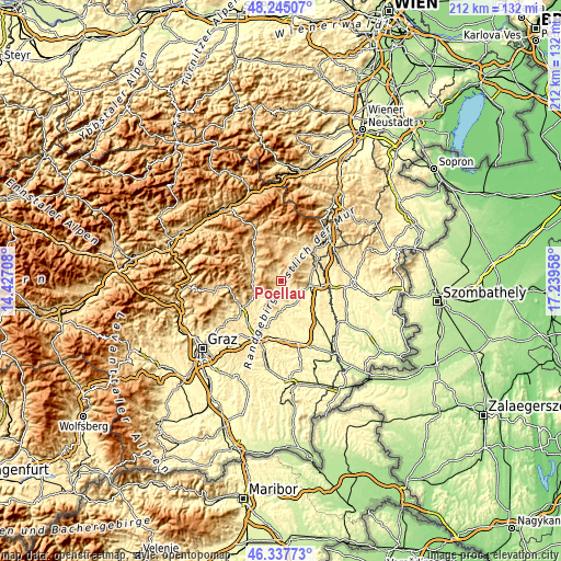 Topographic map of Pöllau