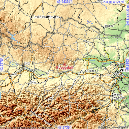 Topographic map of Pöggstall