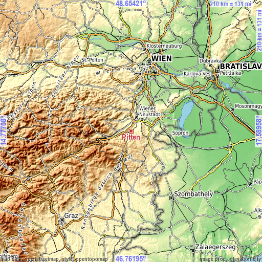 Topographic map of Pitten