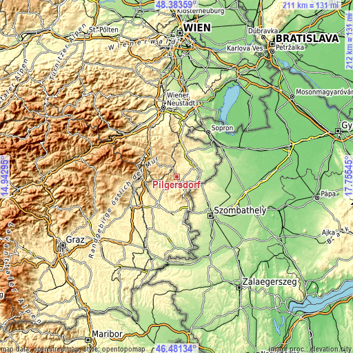 Topographic map of Pilgersdorf