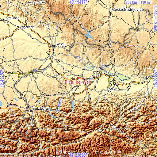 Topographic map of Pichl bei Wels