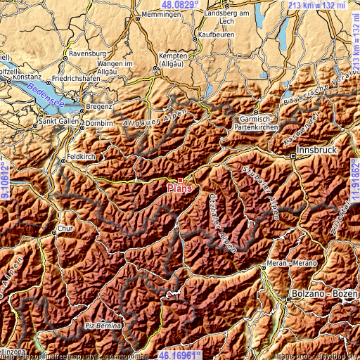 Topographic map of Pians