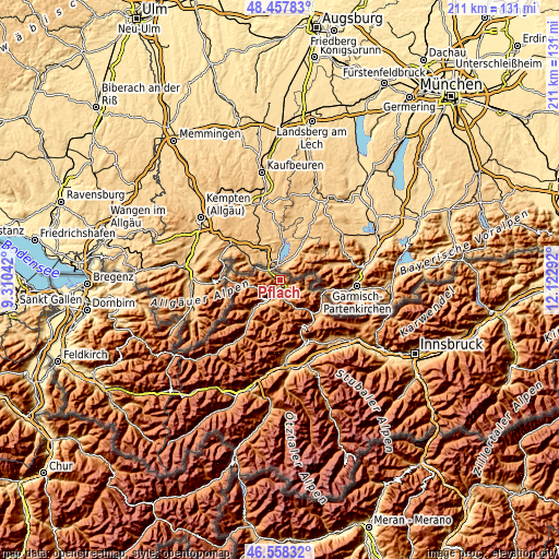 Topographic map of Pflach
