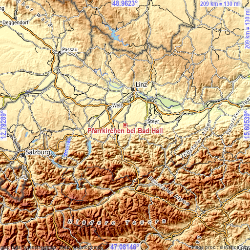 Topographic map of Pfarrkirchen bei Bad Hall