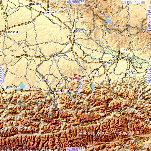 Topographic map of Pfaffing