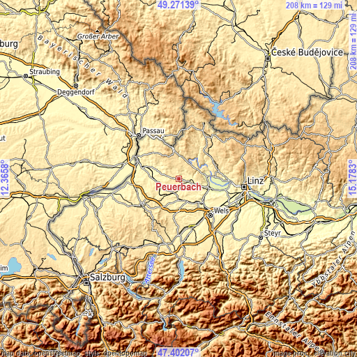 Topographic map of Peuerbach