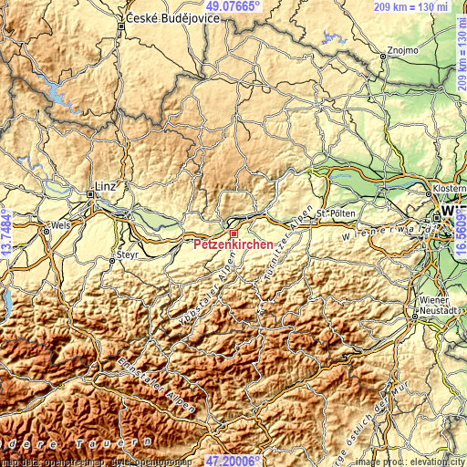 Topographic map of Petzenkirchen