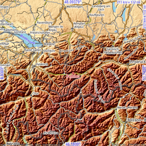 Topographic map of Pettneu