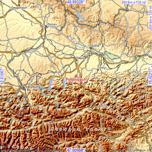 Topographic map of Pettenbach