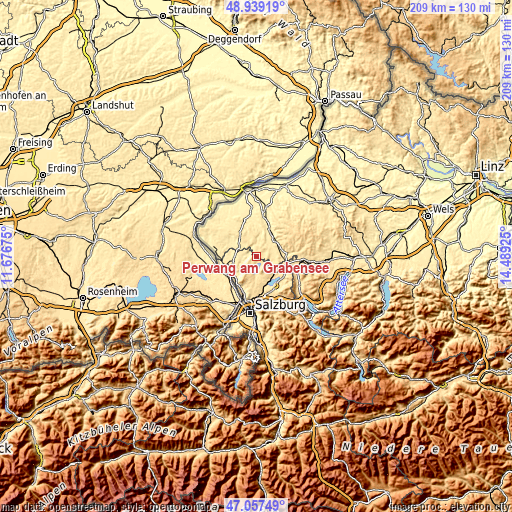 Topographic map of Perwang am Grabensee