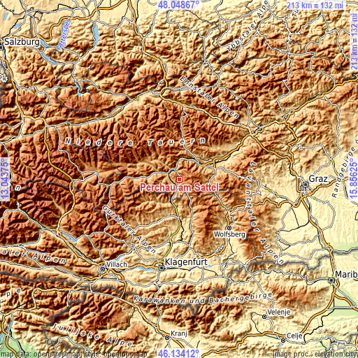 Topographic map of Perchau am Sattel