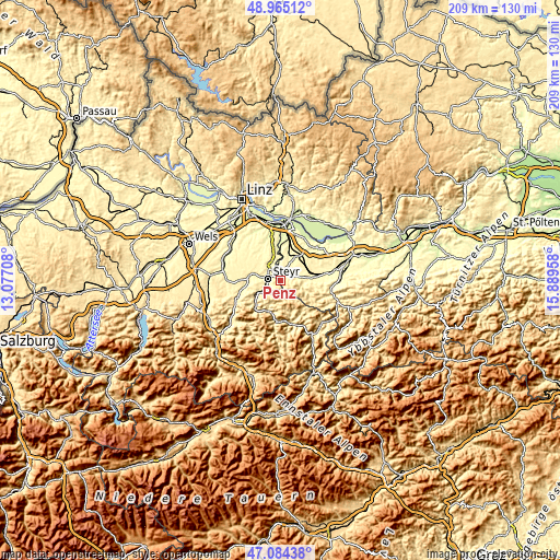 Topographic map of Penz