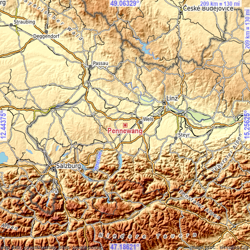 Topographic map of Pennewang