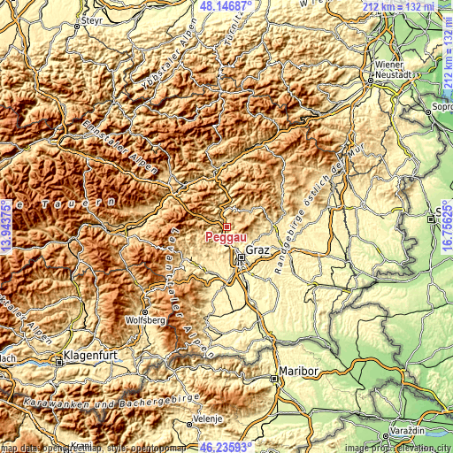 Topographic map of Peggau