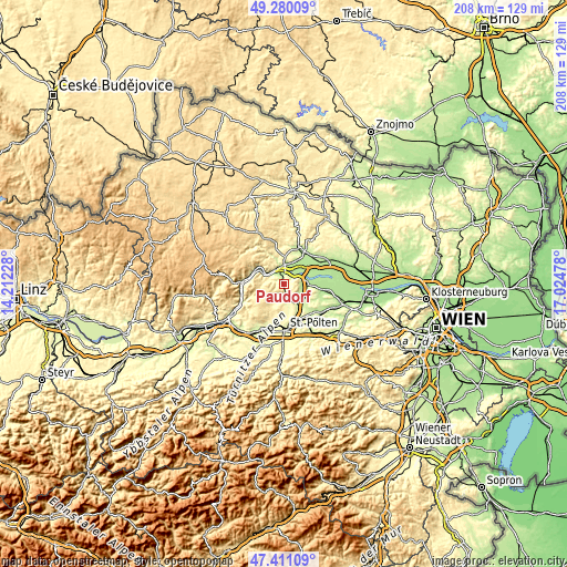 Topographic map of Paudorf