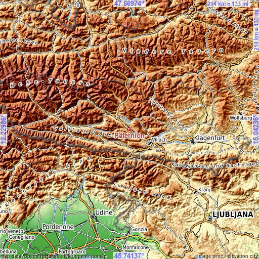 Topographic map of Paternion