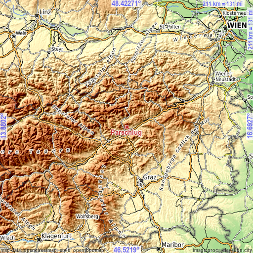 Topographic map of Parschlug