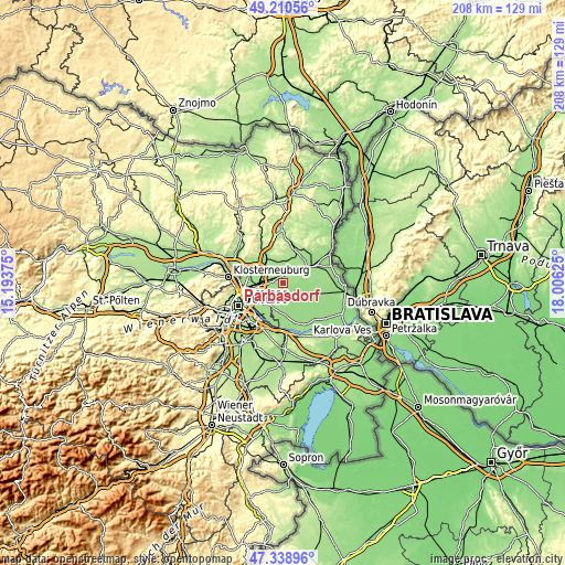 Topographic map of Parbasdorf