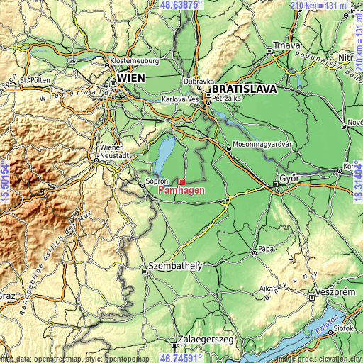 Topographic map of Pamhagen