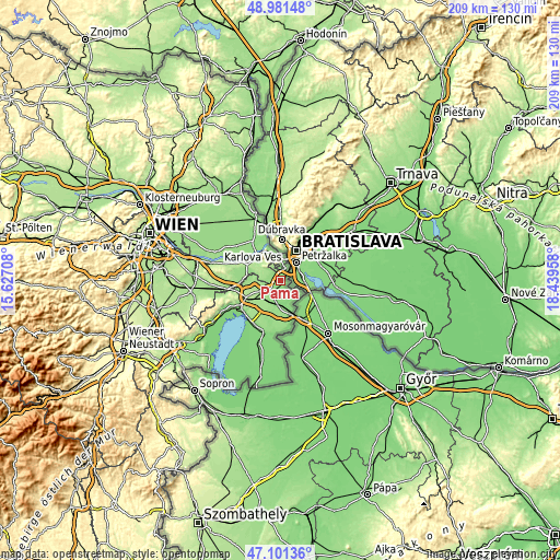 Topographic map of Pama