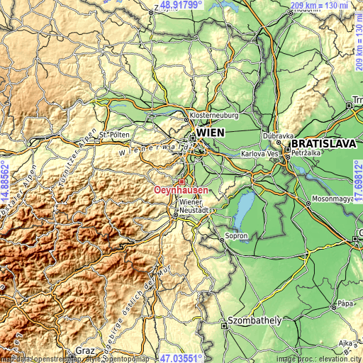 Topographic map of Oeynhausen