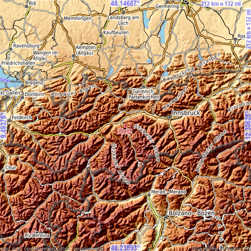 Topographic map of Oetz