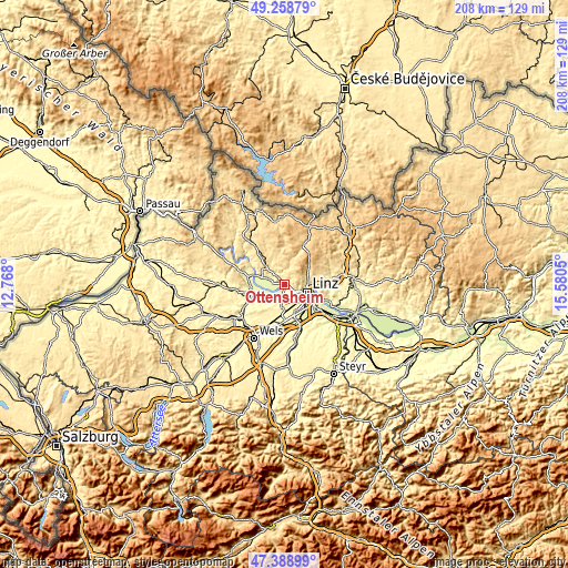 Topographic map of Ottensheim