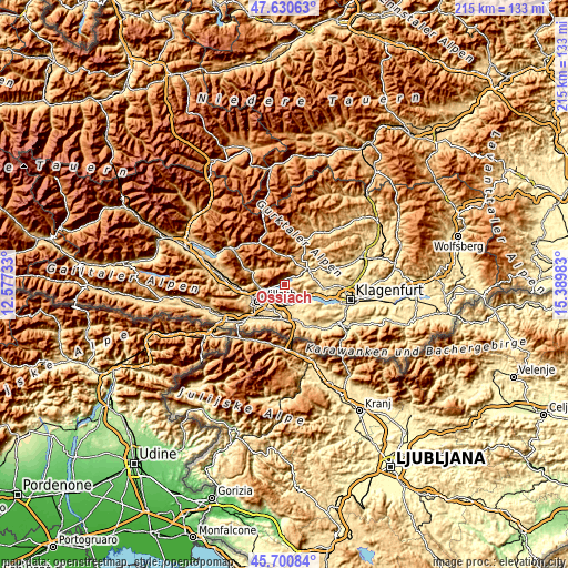 Topographic map of Ossiach