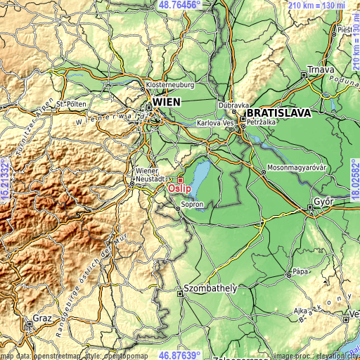 Topographic map of Oslip