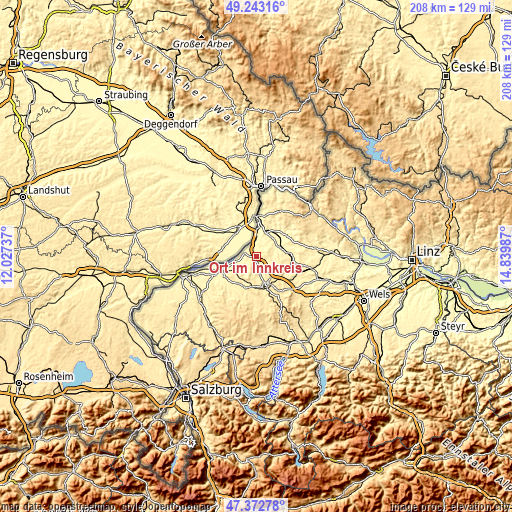 Topographic map of Ort im Innkreis