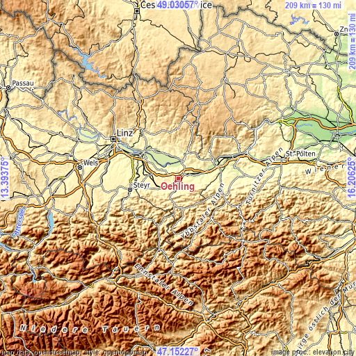Topographic map of Oehling