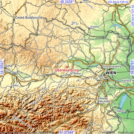 Topographic map of Oberwölbling