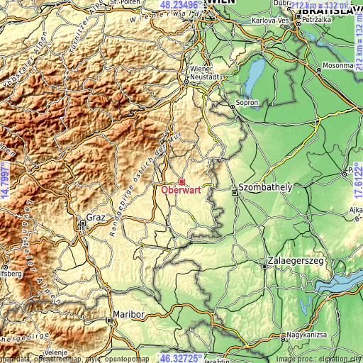 Topographic map of Oberwart